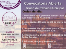 Asamblea del Grupo Municipal de CACereTú de 4 de junio