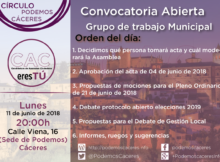 Cartel de Asamblea de 11 de junio de 2018