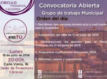 Cartel asamblea de 18 de junio de 2018