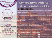 Cartel Asamblea de 10 de diciembre de 2018