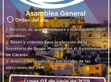 Cartel asamblea general de Podemos de 3 de junio de 2019
