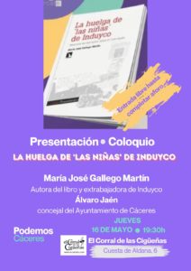 Cartel de la presentación del libro La lucha de las niñas de Induyco