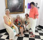 Consuelo López con las hermanas de PIlar y su amiga Teresa